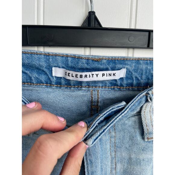 Celebrity Pink Slim Straight Jeans Two-Tone Color Block Distressed Sz 7/28 - Picture 4 of 7